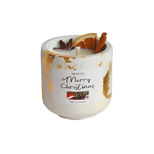 Ароматична свічка ручної роботи із соєвого воску «Mulled wine» Spokiy SP2393, 130 г у гіпсовому кашпо - фото 1
