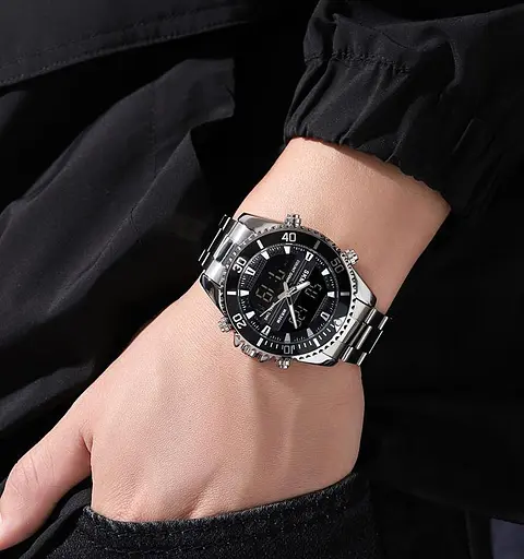 Мужские наручные часы Skmei 1850 (Серебристые с черным циферблатом) - фото 5