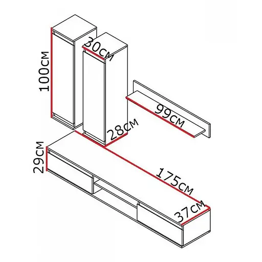 Модульная стенка для гостиной Гербор Люсия 175 Дуб тахо + Нимфея Альба (GRB-1912) - фото 3