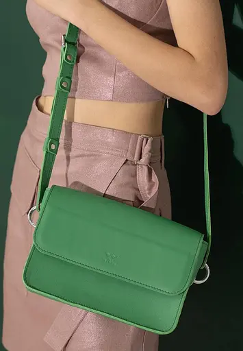 Жіноча шкіряна міні сумка Moment зелена - фото 3