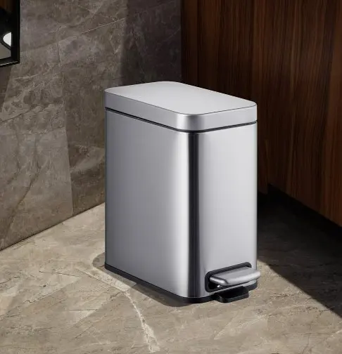 Мусорное ведро Mixxus Premium Quadro-TC0105 SS Color с плавным закрытием прямоугольное 5 л нержавейка (MI7062)  - фото 3