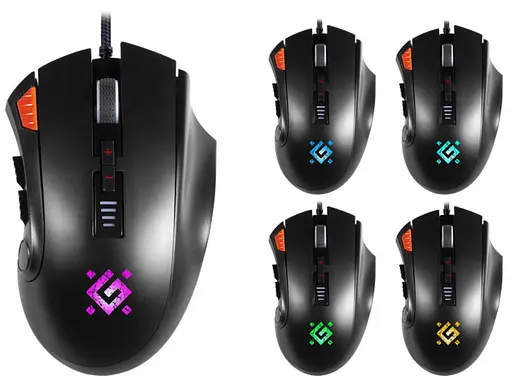 Игровая мышь Defender Oversider GM-917 RGB (12000dpi) 12 кнопок (Черная) - фото 6