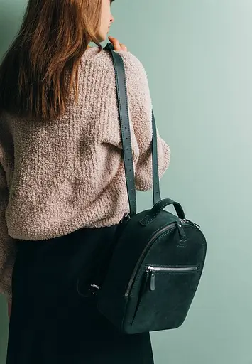 Кожаный рюкзак Groove S зеленый винтажный - фото 5