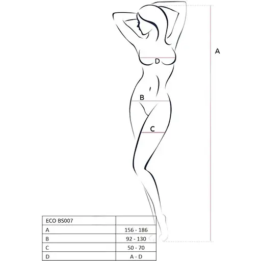 Бодістокінг Passion ECO BS007 Black, з доступом, силуетний малюнок, імітація підв’язок - фото 5