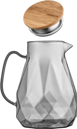 Кувшин с крышкой Ardesto Graphite 1500 мл боросиликатное стекло бамбук серый (AR2615SGB) - фото 2