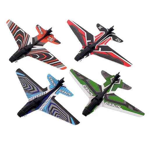Дитячий пістолет Baby Toys 331-8A стріляє літаками, 4 шт., Air Battle катапульта, Жовтий Блакитний - фото 2
