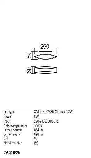 Бра Redo EIGHER AP LED 8W 3000K WH (5.1.2) 01-1329 - фото 3