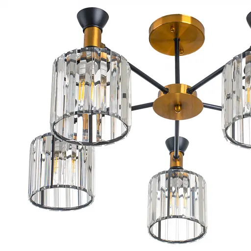 Люстра стельова Brille в спальню E27 60W BK+GDB (LK-715S/5) - фото 4