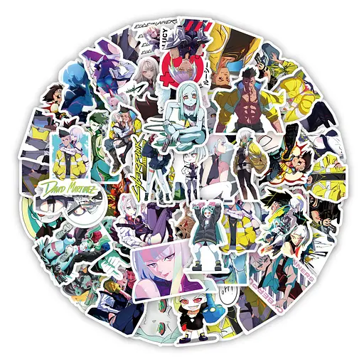 Стікерпак Набір наклейок GeekLand Кіберпанк: Cyberpunk, що біжать по краю: Edgerunners 50 штук - фото 1