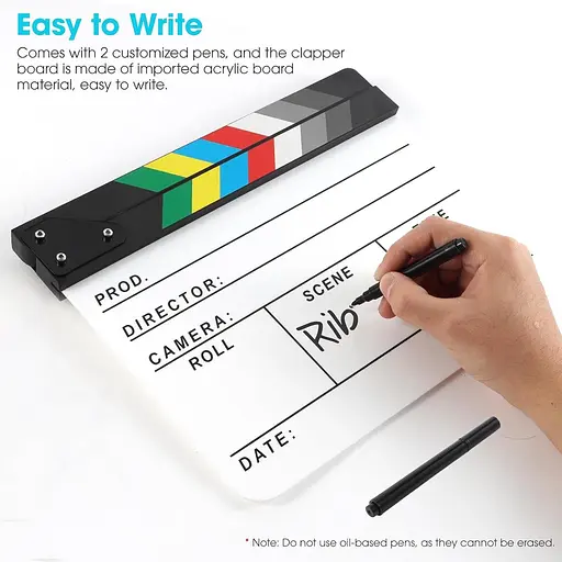 Акрилова дошка для кінорежисерів, фотографії, відео, телебачення, екшн-сцени, дошка з магнітною гумкою, дві персоналізовані ручки - фото 6