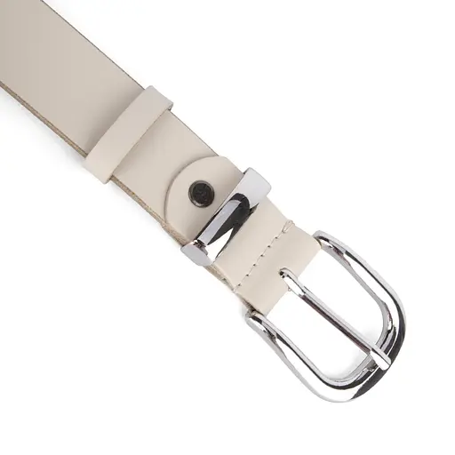 Ремень женский кожаный HC-3092 (130 см) молочный с серебристой пряжкой - фото 3