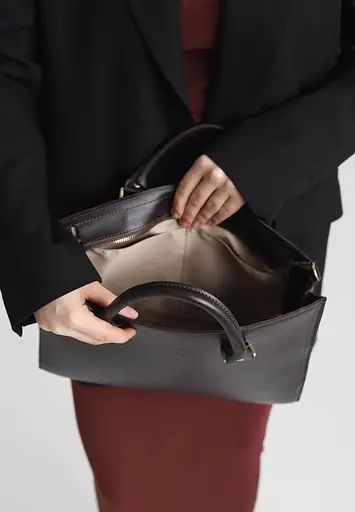 Жіноча шкіряна сумка Fancy A4 коричнева краст - фото 9