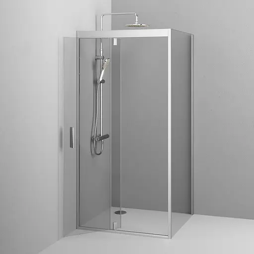Душевая кабина Am.Pm Gem Square Pivot 90x90 см без поддона хром матовый W90UG-404-090MT, прозрачный, хром матовый - фото 4