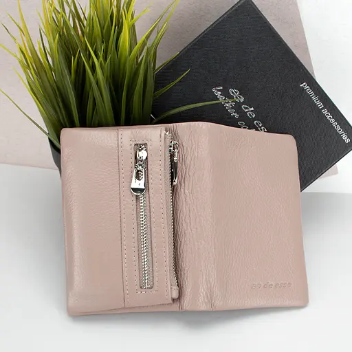 Гаманець жіночий шкіряний De Esse LC14288-GD25 маленький на магніті пудровий - фото 4