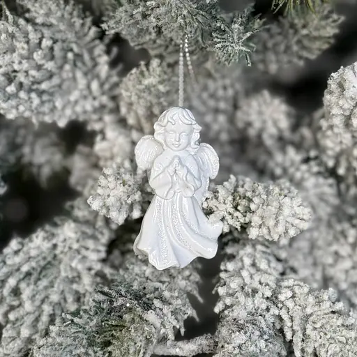 Новорічна підвіска MIS LT Янгол молиться 3х2х6 см білий - фото 2