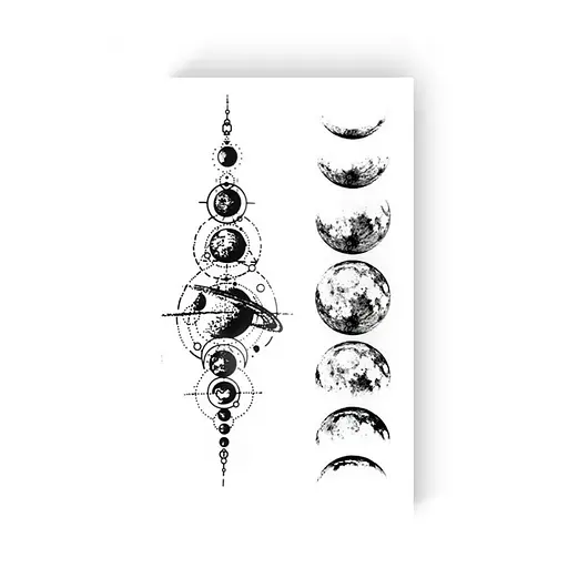 Временная татуировка "Луна и планеты" L-23