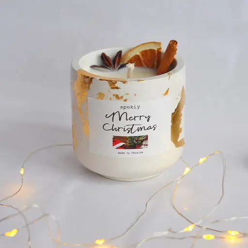 Ароматична свічка ручної роботи із соєвого воску «Mulled wine» Spokiy SP2393, 130 г у гіпсовому кашпо - фото 6