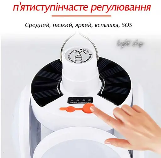 Кемпінговий ліхтар із сонячною панеллю та powerbank - фото 2