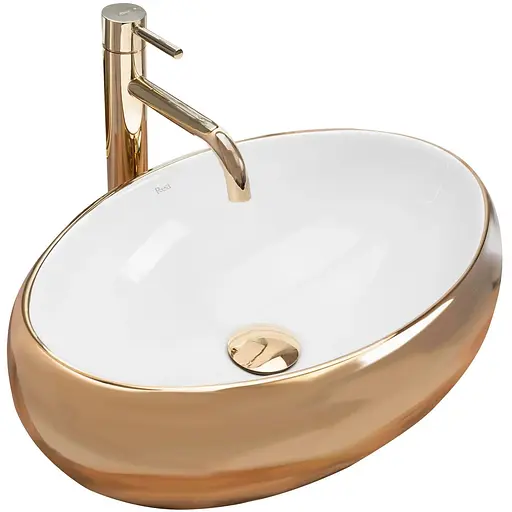 Умивальник Rea Linda gold white накладний REA-U1021, Золотий - фото 1