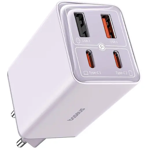 Зарядний пристрій Baseus GaN6 Pro Fast Charger 2 Type-C + 2 USB 65 W фіолетовий - фото 4