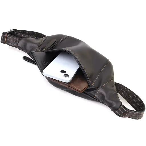 Чоловіча сумка-бананка з натуральної гладкої шкіри SHVIGEL 34х12х4 см sum0027456 - фото 7