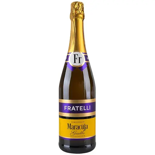 Напиток винный Fratelli Maracuja Giallo слабоалкогольный газированный белый полусладкий 6-6.9% 0.75 л