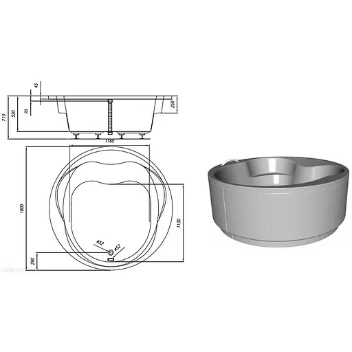 Ванна акрилова Kolpa San Opera 180x180 985650 - фото 2