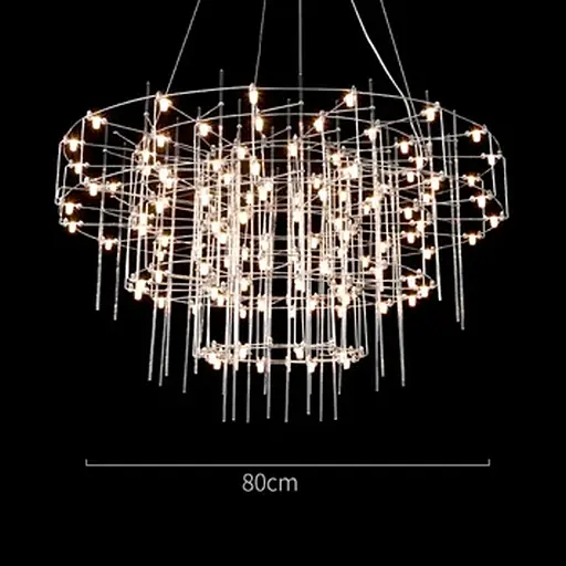 Невагома срібна триярусна люстра Ø 80 см | Line F | Арт. MJ205-800 CH - фото 5