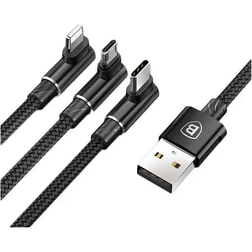 Кабель Baseus MVP 3 in 1 Game Cable USB 3.5 A 1.2 м чорний CAMLT-WZ01