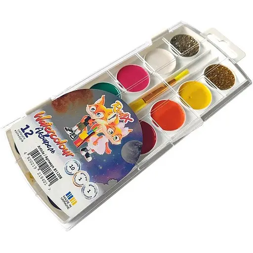 Набір акварельних фарб Rudix 12 кольорів з пензлем  - фото 2