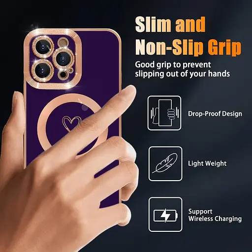 HZLFCZL Магнитный чехол для iPhone 14 Pro Max, совместимый с чехлом для мобильного телефона Magsafe Cute Heart Girl - фото 2