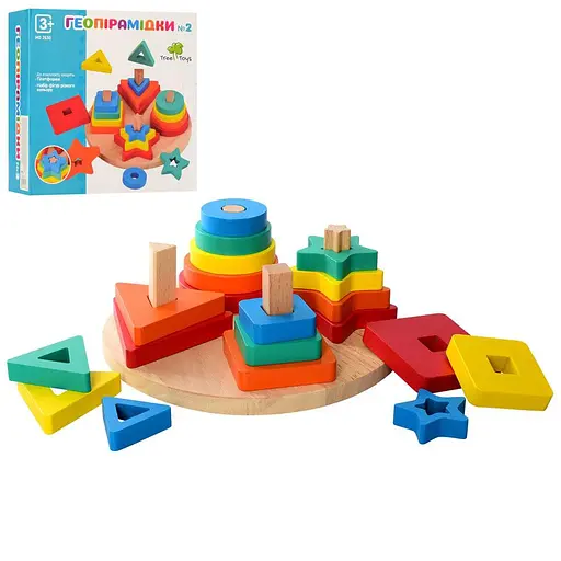 Дерев'яна іграшка Limo Toy "Геопірамідки" 20 фігур MD2630
