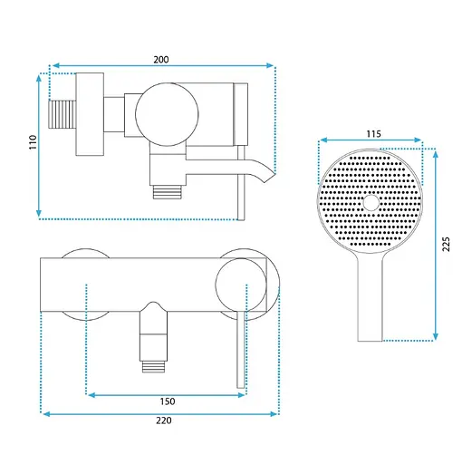 Змішувач для ванни Rea Clif black настінний з виливом REA-B4240 Чорний матовий - фото 5