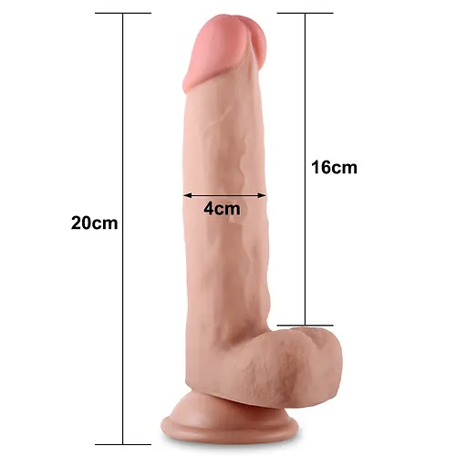 Фалоімітатор LoveToy Sliding-Skin Dual Layer Dong 20 см тілесний - фото 2