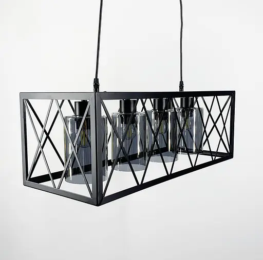 Підвісна люстра в металевому корпусі з плафонами Line.F Колір плафона Графітовий - фото 1