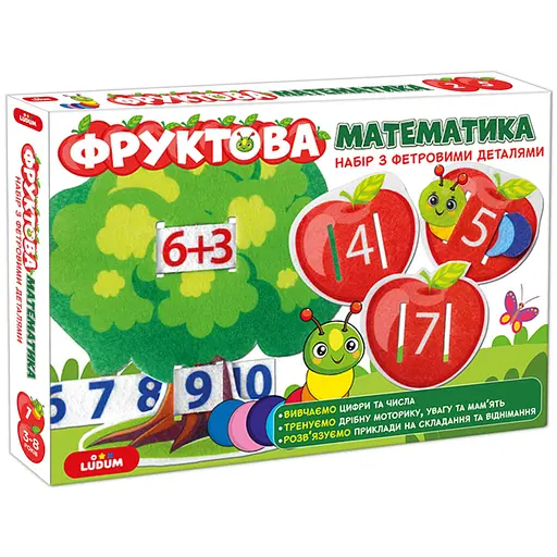 Развивающая игра для детей "Фруктовая математика" Magdum ME5032-15, 2в1 фетровые детали - фото 1