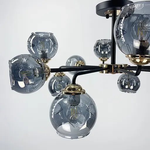 Стельова люстра на 12 ламп з плафонами графіт Line.F 81846/12 - фото 7