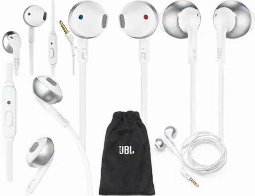 Наушники JBL проводная гарнитура T205 белые ( T205CRM) - фото 5