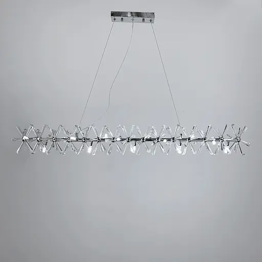 Удлиненная серебряная дизайнерская люстра ALMA с кристаллами Line.F NO 4-1000L CR - фото 3