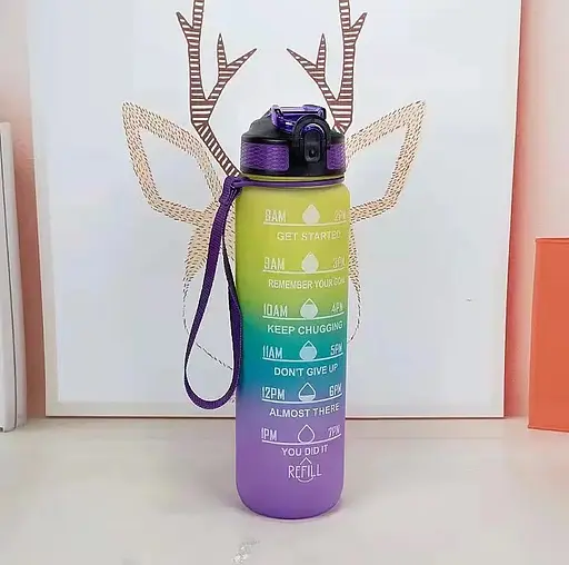 Мотивационная бутылка для воды со временем без BPA Tritan фитнес спорт прогулка ygf 1 л - фото 2