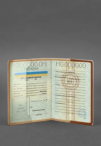 Кожаная обложка для военного билета 7.0 светло-коричневая - фото 4