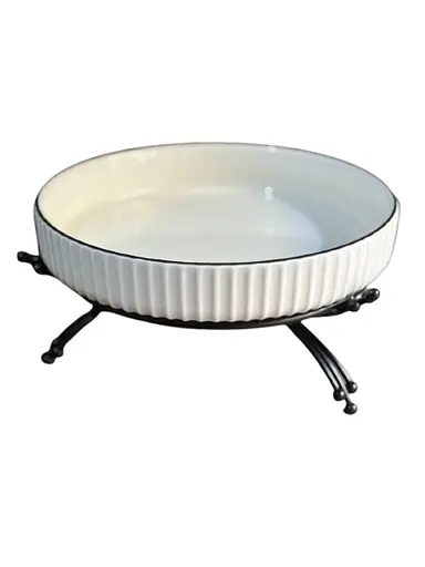 Сервировочное блюдо 1571B из керамики на металлической подставке 22,5см - фото 1