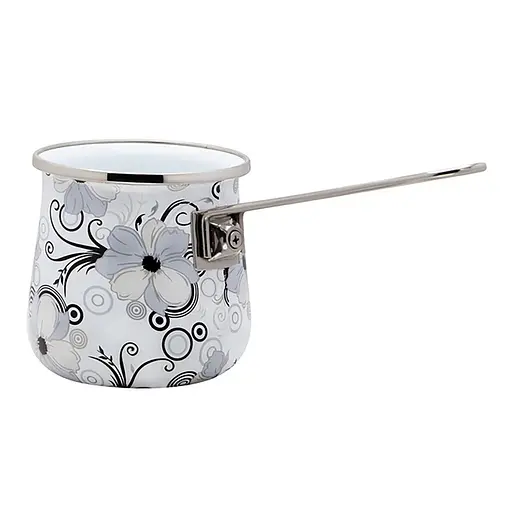 Ковшик турка для варіння кави кавоварка емальована з принтом "Мереживо" 600 мл Interos 87978 - фото 1