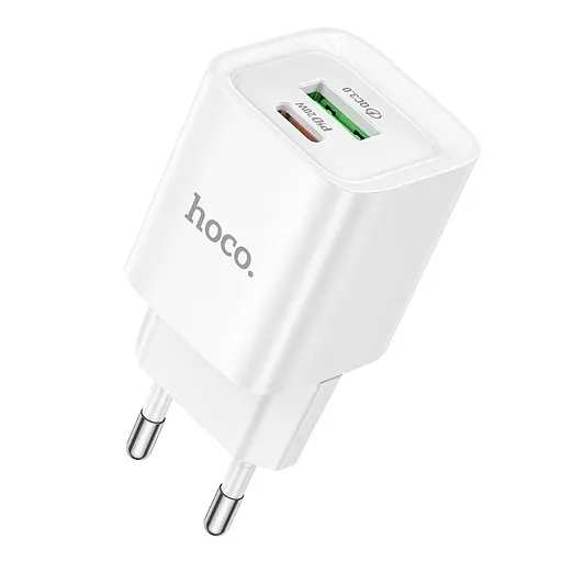 Сетевое зарядное устройство для Hoco C147A Charm PD20W+QC3.0 charger(EU) Белый - фото 1