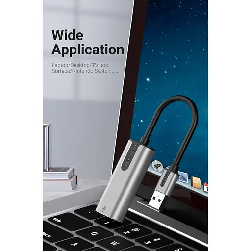 Адаптер Vention USB 3.0-A to Gigabit Ethernet Adapter Gray 0.15M Aluminum Alloy Type (CEWHB) - фото 7