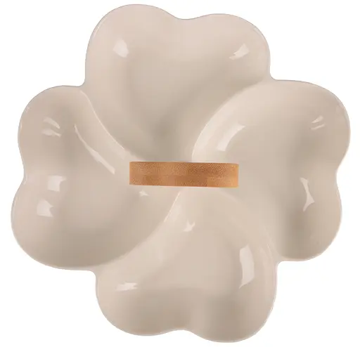 Блюдо LED Heart порцелянове Менажниця 4 секції з бамбуковою ручкою 23.5х3.6 см (B010381) - фото 3