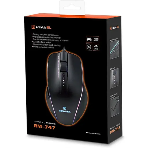 Мишка REAL-EL RM-747 Black - фото 7