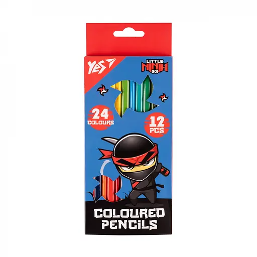 Олівці кольорові Yes Ninja, 12/24 кольори, синьо-червоний