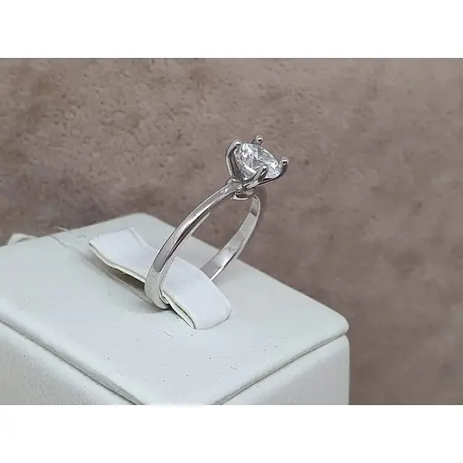 Срібне кільце Агні з фіанітом. 1254/1Р-CZ РЯСКА 17 - фото 4