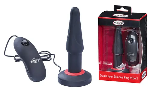 Анальна пробка Malesation Dual Layer Silicone Plug Vibe 14 см (чорний) - фото 2